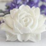 Large White Flower Resin Cabochons 2pc