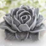 Large Gray Flower Resin Cabochons 2pc