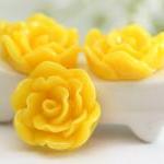 Yellow Flower Resin Cabochons 12pc