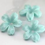 Sky Blue Cherry Blossoms Resin Cabochons 8pc