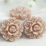 Light Brown Flower Resin Cabochons 8pc