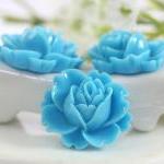 Light Blue Rose Resin Cabochons 6pc