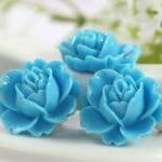 Light Blue Rose Resin Cabochons 6pc