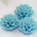 Light Blue Dahlia / Mums Flower Resin Cabochons..