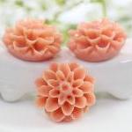 Light Coral Dahlia / Mums Flower Resin Cabochons..