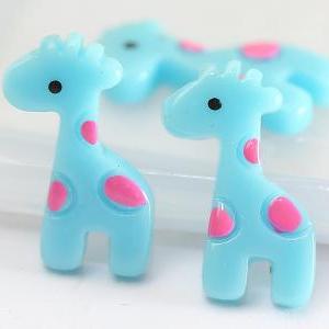 Baby Blue Giraffe Resin Cabochons 10pc