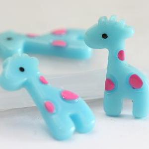 Baby Blue Giraffe Resin Cabochons 10pc