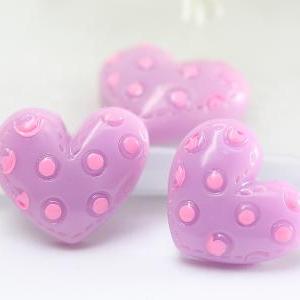 Lavender Heart With Pink Polka Dots Resin..