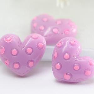Lavender Heart With Pink Polka Dots Resin..