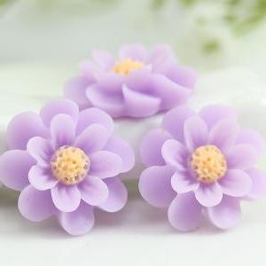 Lavender Flower Resin Cabochons 6pc