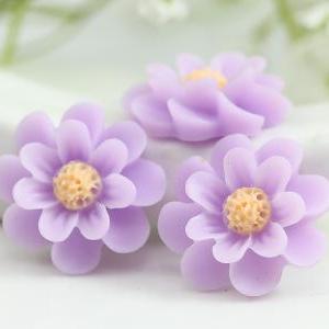 Lavender Flower Resin Cabochons 6pc