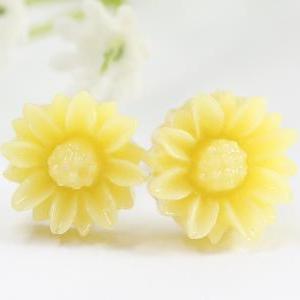 Yellow Sunflower Ear Posts, Bridal Jewelry,..