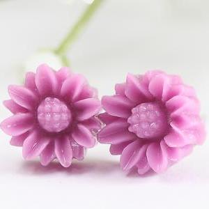 Purple Sunflower Ear Posts, Bridal Jewelry,..