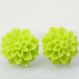 Lime Green Chrysanthemum Ear Posts, Bridal..