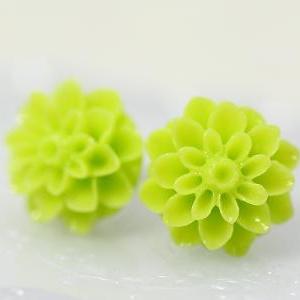 Lime Green Chrysanthemum Ear Posts, Bridal..