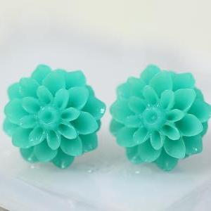 Turquoise Chrysanthemum Ear Posts, Bridal Jewelry,..