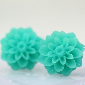 Turquoise Chrysanthemum Ear Posts, Bridal Jewelry,..