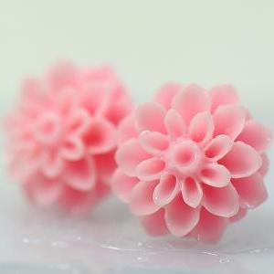 Light Pink Chrysanthemum Ear Posts, Bridal..