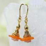 Petite Orange Lucite Flower Earrings