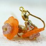Petite Orange Lucite Flower Earrings