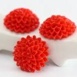 Red Dahlia / Mums Flower Resin Cabochons 10pc