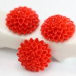Red Dahlia / Mums Flower Resin Cabochons 10pc