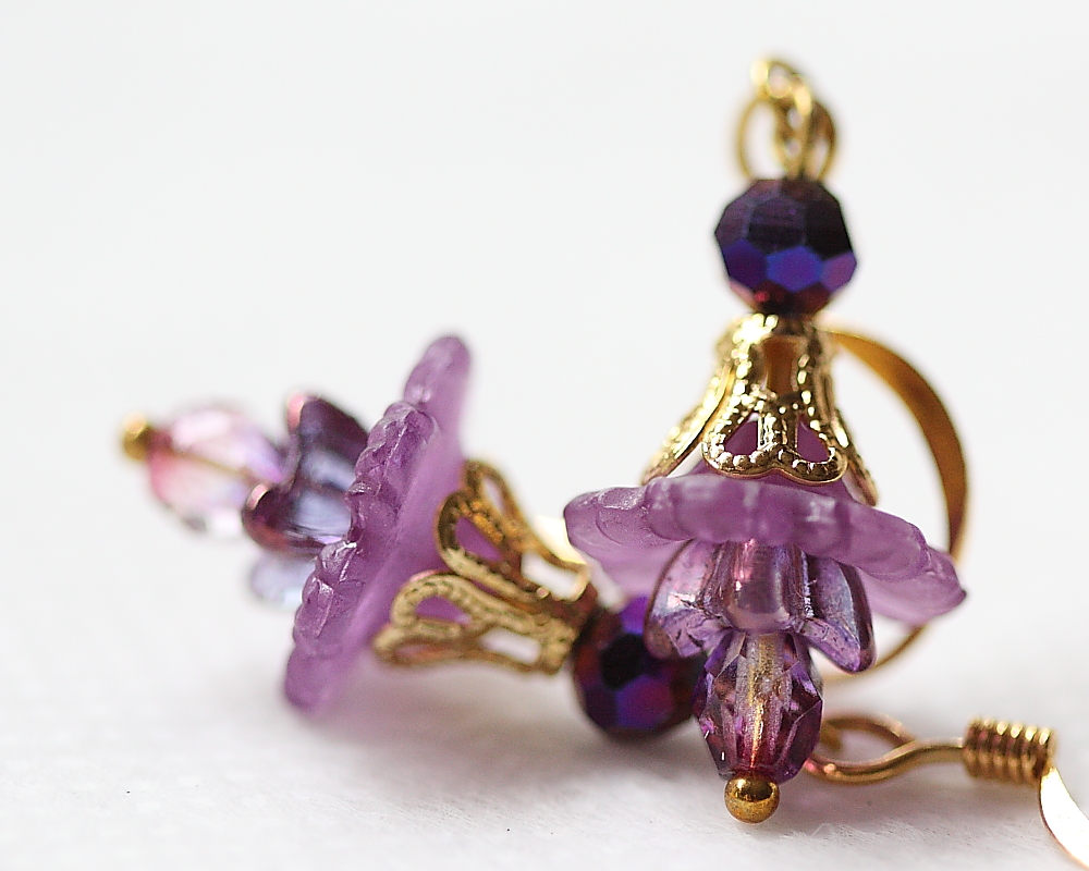 Petite Purple Lucite Flower Earrings